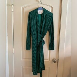 Ann Taylor Green and Black Wrap Dress